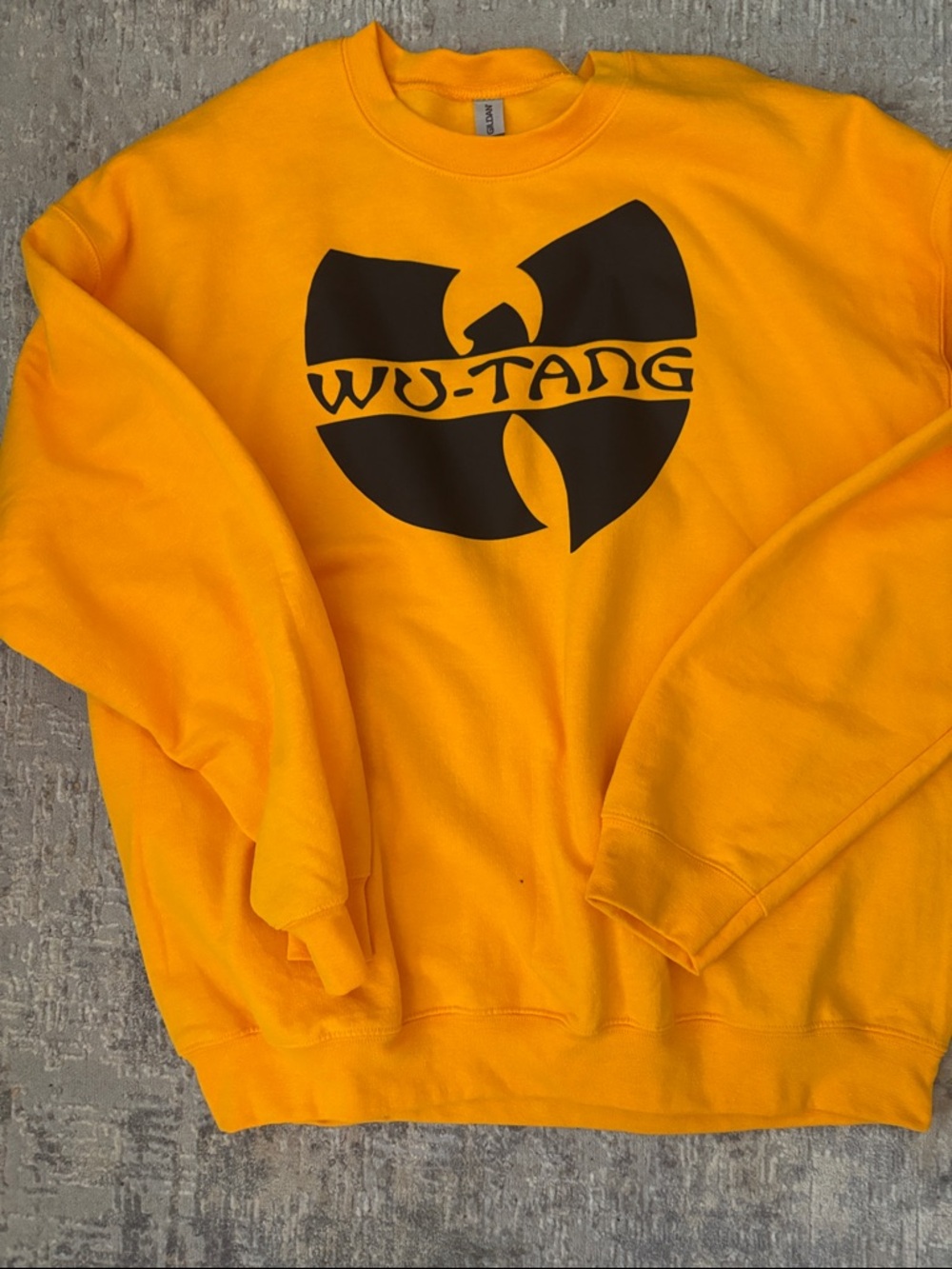 Gildan Yellow Crewneck Sweater with Black Wu-Tang Logo